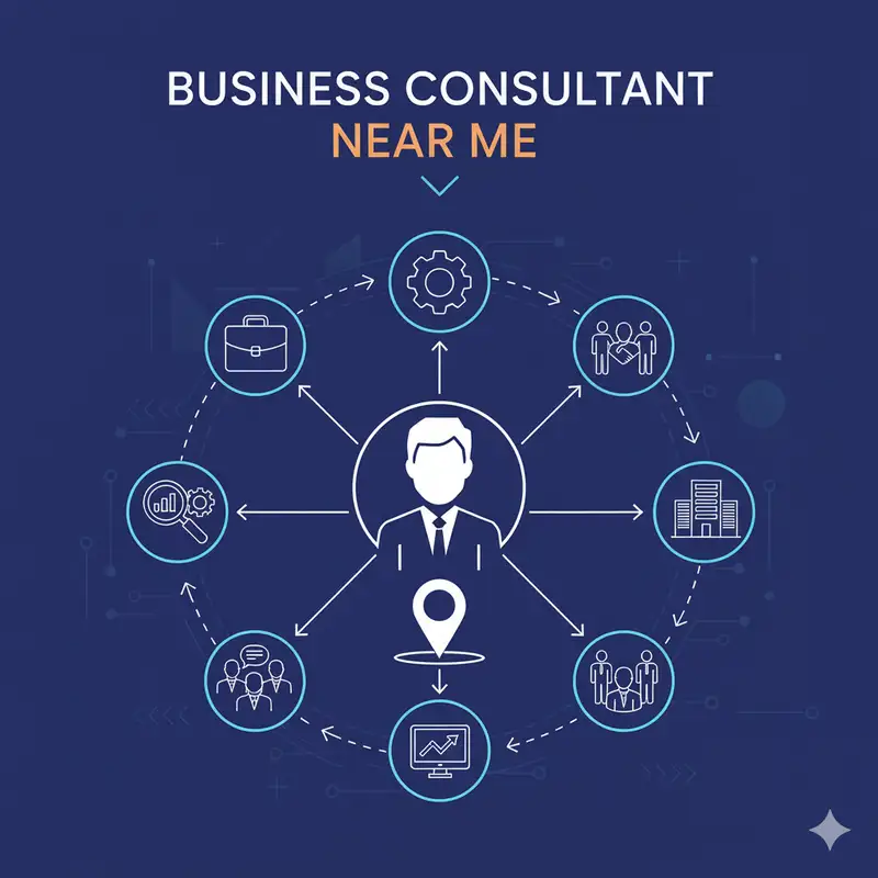مشاور کسب و کار نزدیک من: راهنمای جامع یافتن بهترین مشاور برای رشد کسب و کار محلی شما